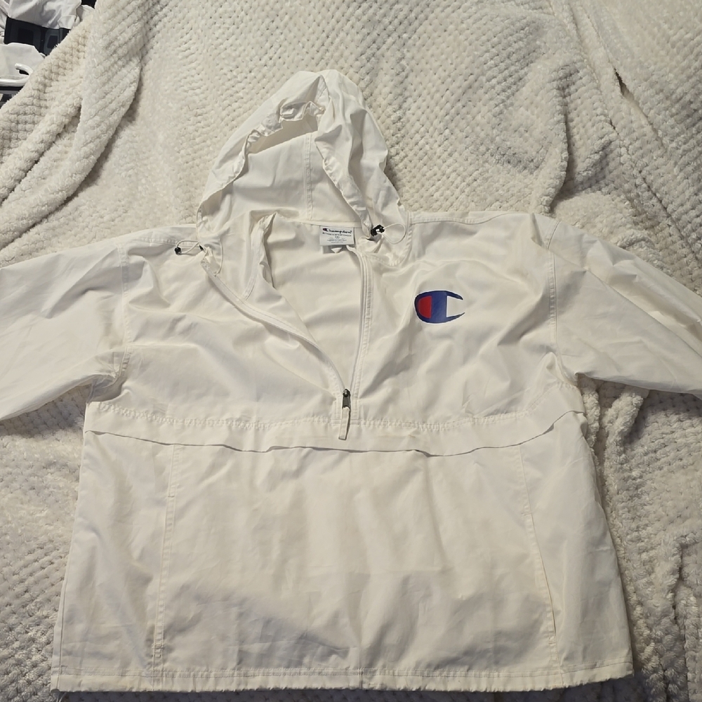 Champion White Raincoat Athletic Style